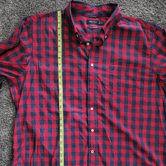 **Nautica Shirt Adult XXL Red Plaid Long Sleeve Casual Button Up Pocket Mens 2XL - Picture 6 of 8